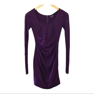Express Maroon Sweater dress sparkly glittery formfitting XS draped sexy fun